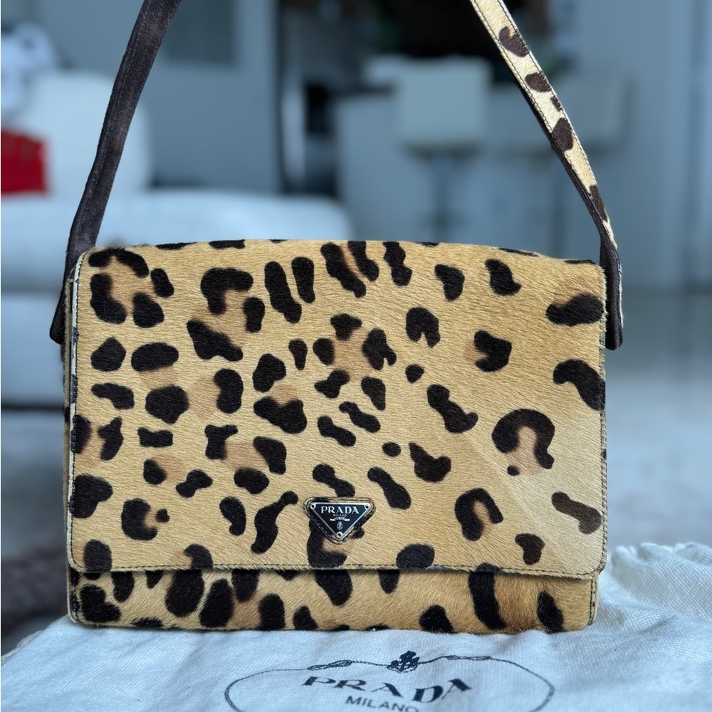 Prada Cavallino Leopard Print Shoulder Bag